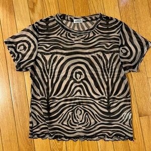 Inamorata Zebra Short Sleeve Mesh Top
